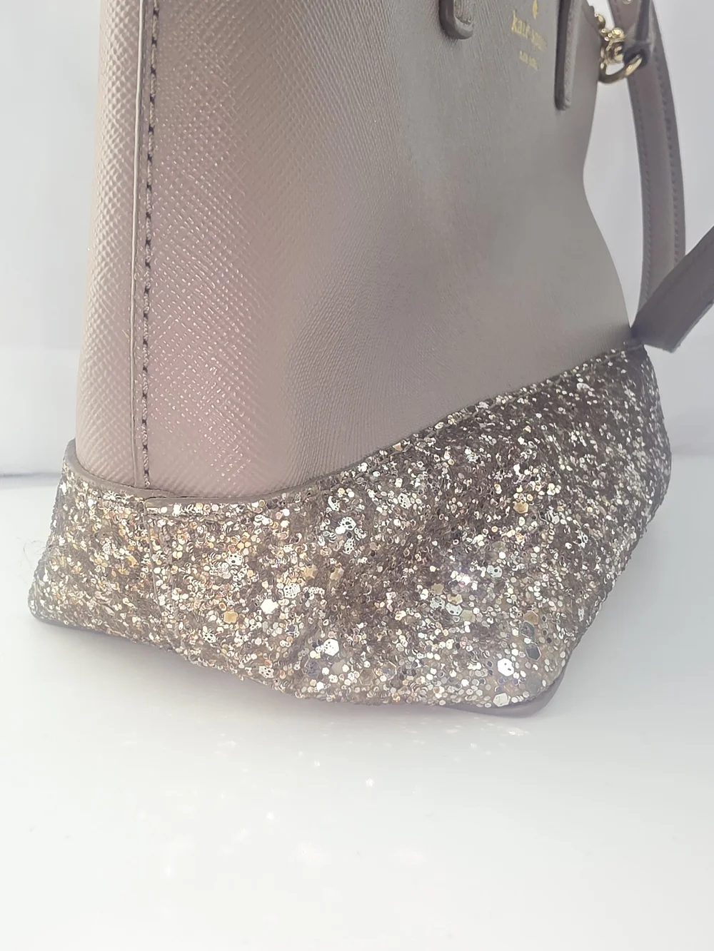 kate spade Taupe Shoulder Bag with Glitter Base and Gold Hardware